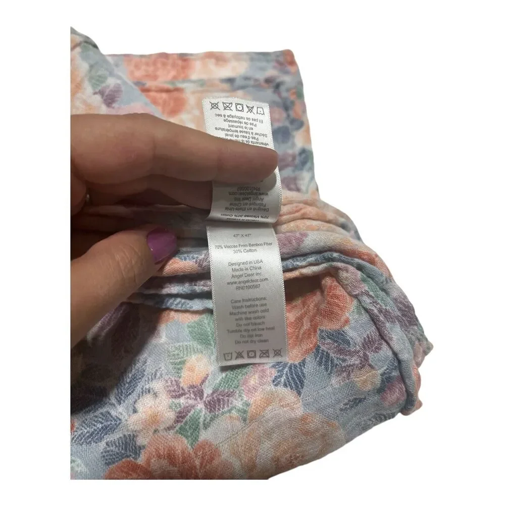 Angel Dear Camellia Swaddle Blanket Baby Muslin Cotton Viscose Floral